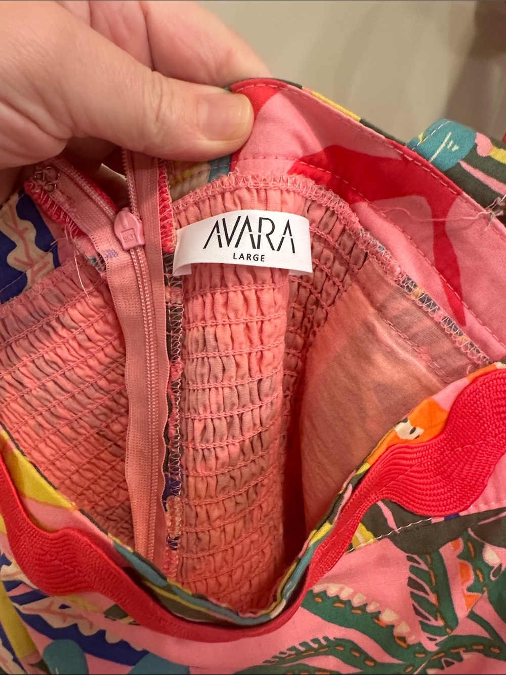 Avara Bright Pink Tropical Tie-Strap Sundress - Women's Large - Picture 4 of 8